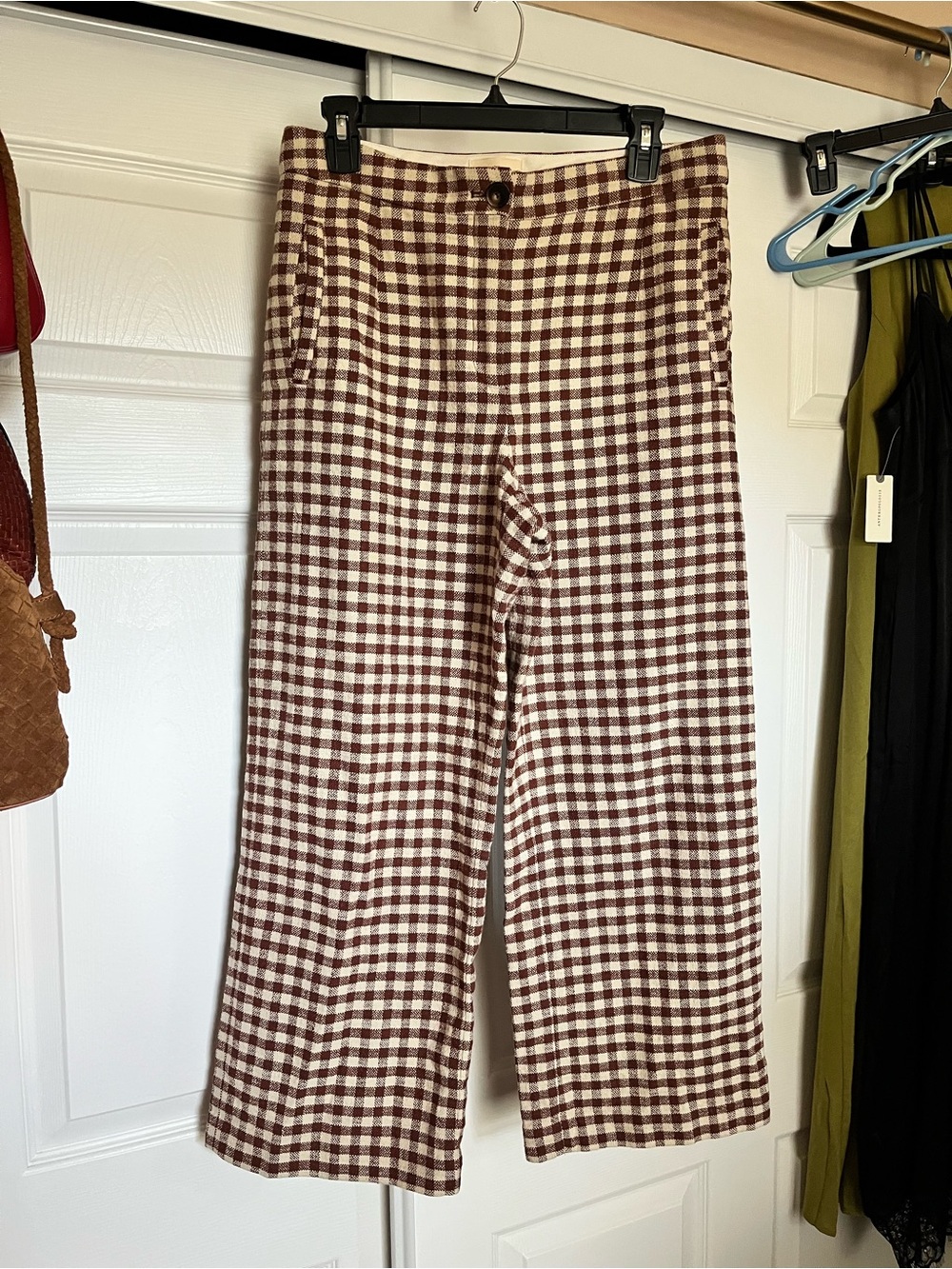 Sézane Martin Cropped Trousers Brown Ecru 8 - Picture 3 of 5